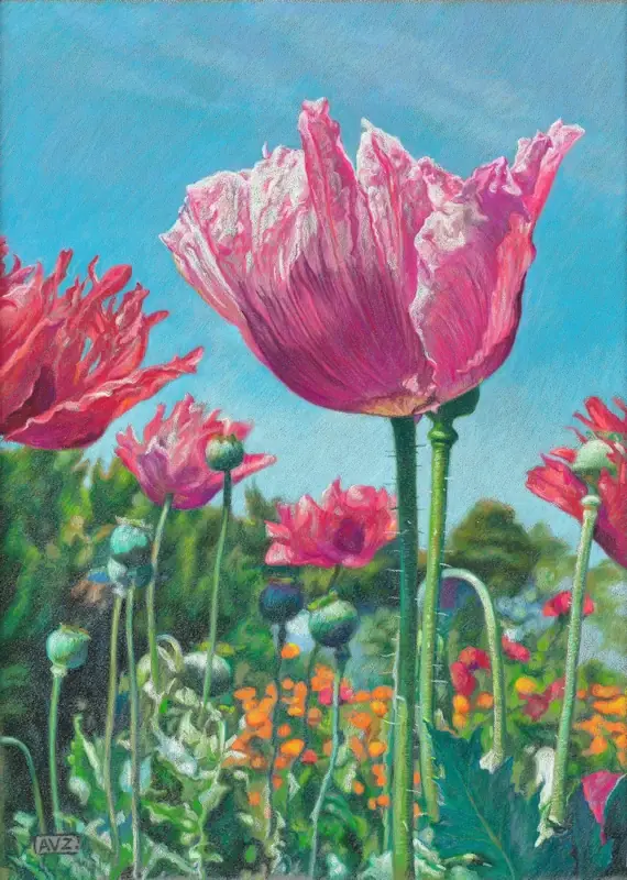 Summer by Adriana van Zoest | still life painting in pastel on pastelcarton 44 x 34 cm