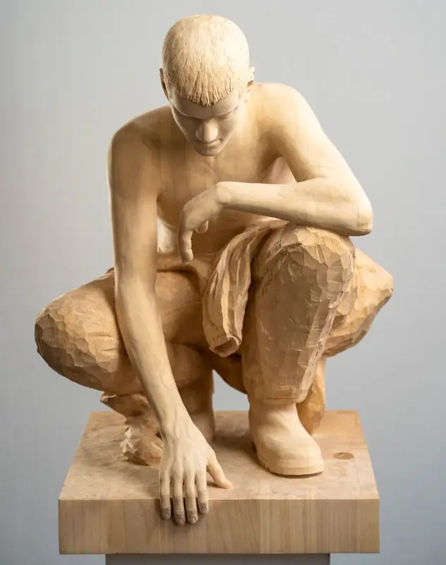Pjotr van Boris Paval Conen | figuur beeld in hout unicum 76 cm hoog