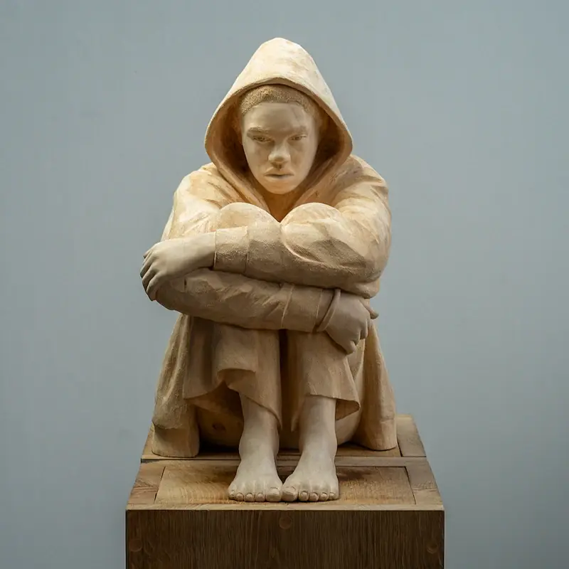 Senne I by Boris Paval Conen | figure sculpture in wood unique 52 cm high