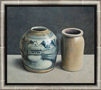 Pottery II by Chris Herenius | still life painting in oil on panel 39 x 44 cm