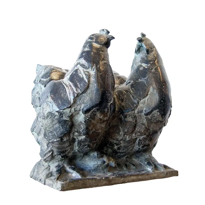 Hühnchenpaar von Coba Koster | tier Skulptur in Bronze Auflage 8 26 cm hoch x breit