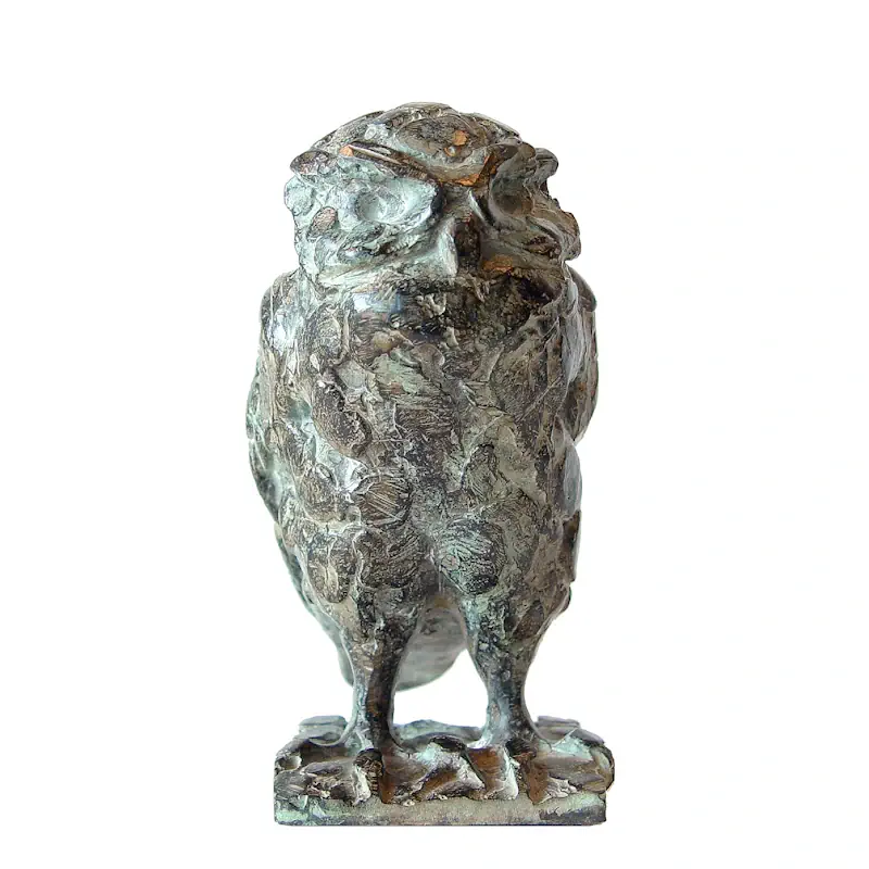 Little Owl by Coba Koster | animal sculpture in bronze edition of 8 13 cm high