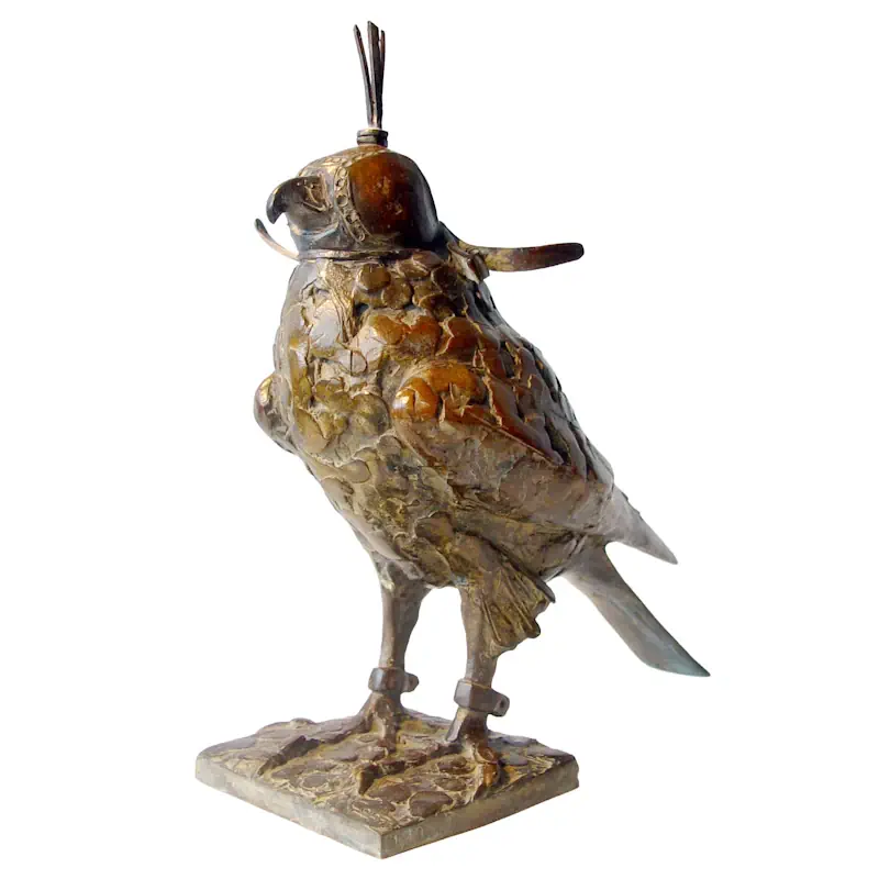Falcon by Coba Koster | animal sculpture in bronze edition of 10 30 cm high and 29 cm wide
