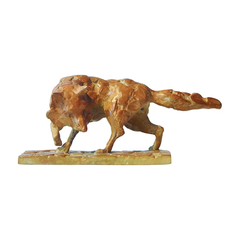 Little fox by Coba Koster | animal sculpture in bronze edition of 25 14 cm wide and 8,5 cm high