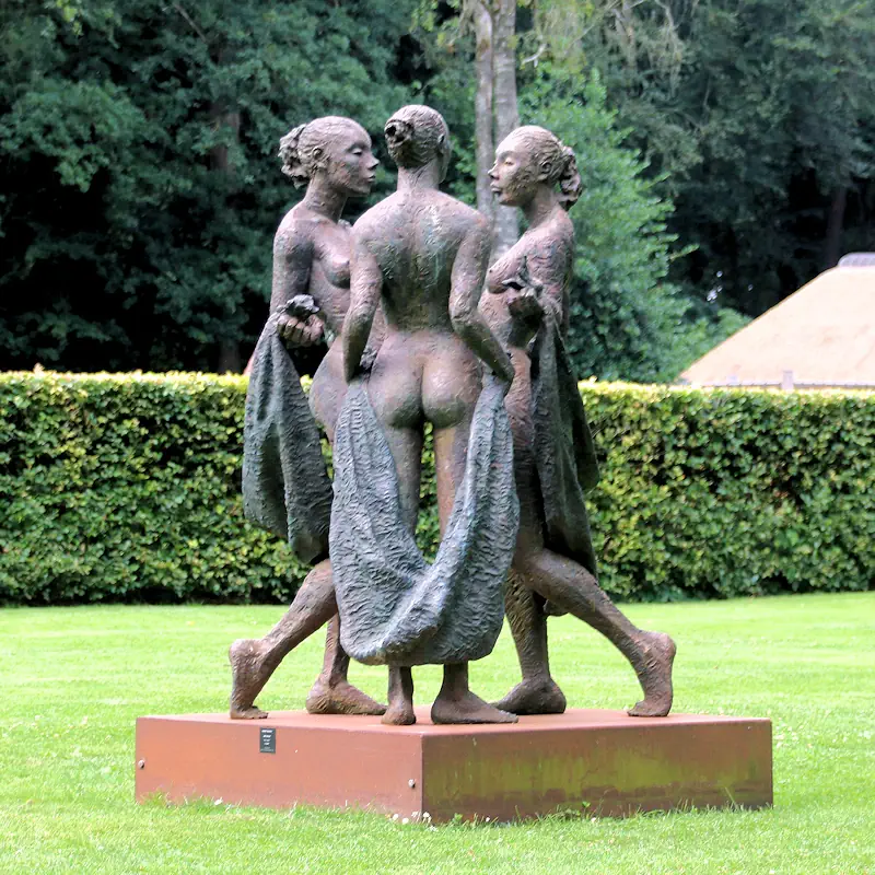 Three Graces by Edward Vandaele | figure sculpture in bronze edition of 4 190 cm high x 120 cm wide