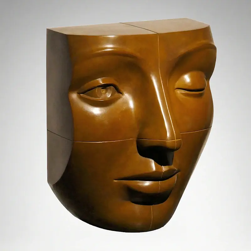 Blockhead (brown) by Erwin Meijer | figure sculpture in bronze edition of 8 27 cm high