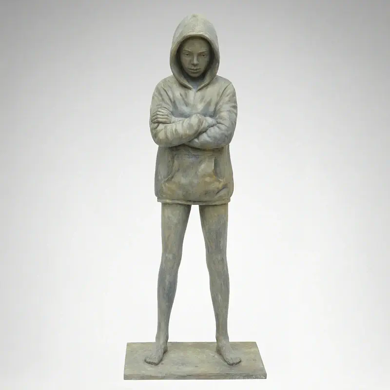 Hoodie van Erwin Meijer | figuur beeld in brons oplage 8 75 cm hoog