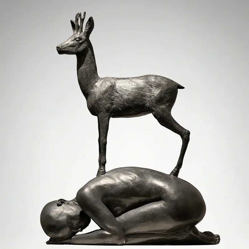 Reebok van Erwin Meijer | figuur beeld in brons oplage 8 43 cm hoog