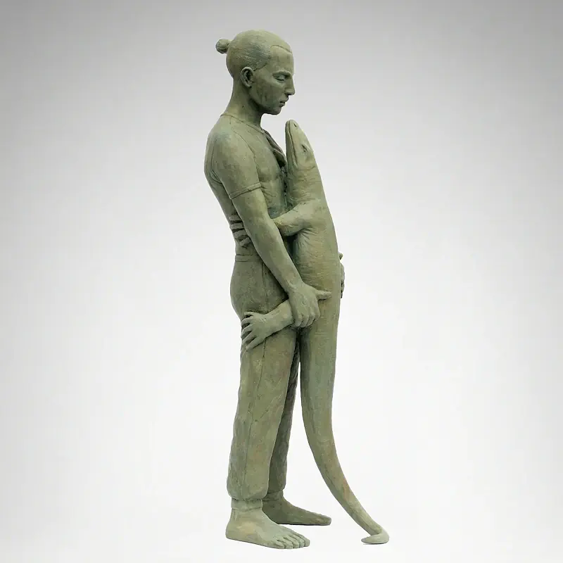 Varaan van Erwin Meijer | figuur beeld in brons oplage 8 54 cm hoog