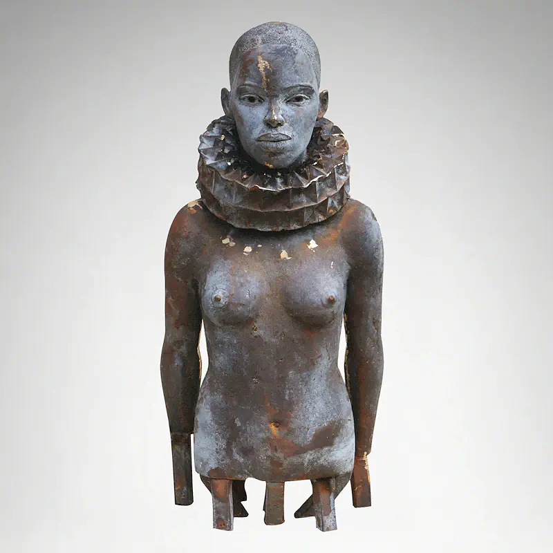 Vouw met kraag van Erwin Meijer | figuur beeld in brons unicum in serie 40 cm hoog