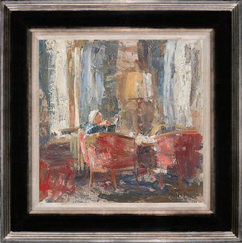 Hotel van der Werff V by Flip Gaasendam | interior painting in oil on panel 40 x 40 cm