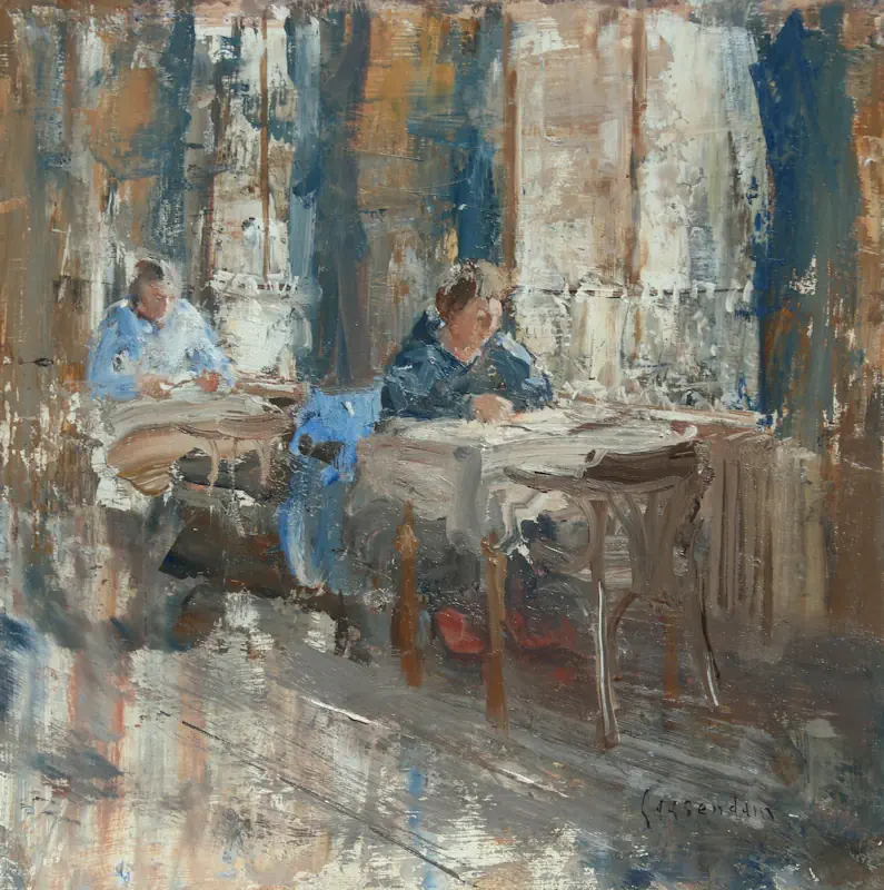 Hotel van der Werff II by Flip Gaasendam | interior painting in oil on panel 35 x 35 cm