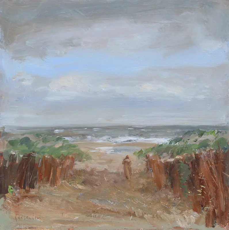 Wanderung von Flip Gaasendam | landschaft Gemälde in oel auf Holz 35 x 35 cm
