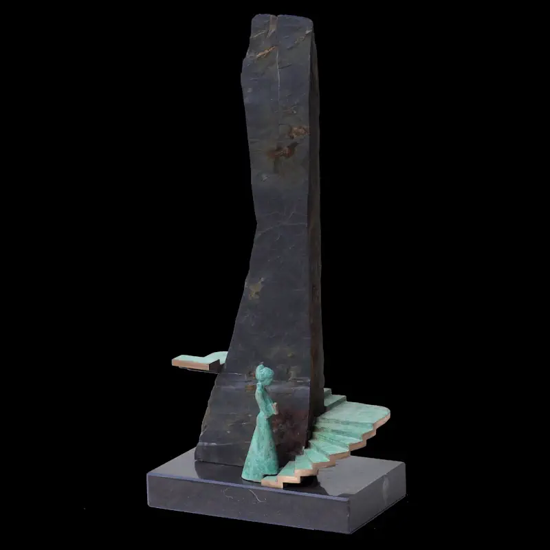 A new way by Frans van Straaten | figure sculpture in bronze unique 56 cm high