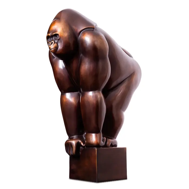 Gorilla van Frans van Straaten | dieren beeld in brons oplage 48 27 cm hoog