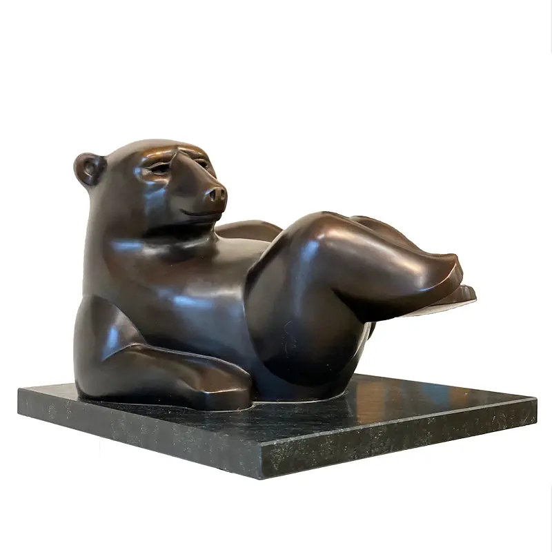 Happy bear by Frans van Straaten | animal sculpture in bronze edition of 8 33 cm high x 40 cm wide