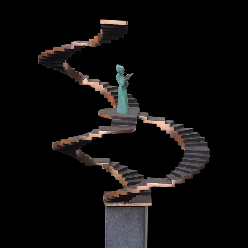 Open minded by Frans van Straaten | figure sculpture in bronze unique 140 cm high