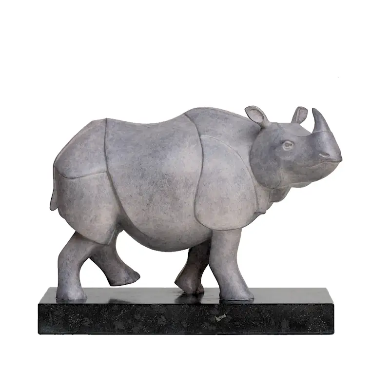 Rhino II by Frans van Straaten | animal sculpture in bronze edition of 24 21 cm high and 30 cm wide