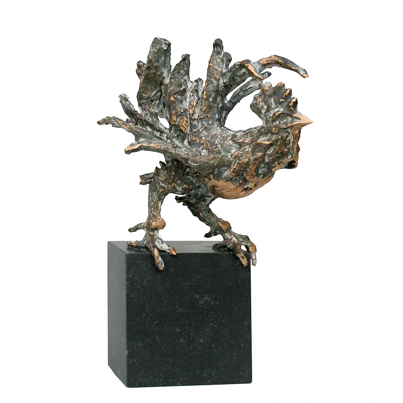 Good morning! by Gerard Engels | animal sculpture in bronze edition of 6 33 cm high