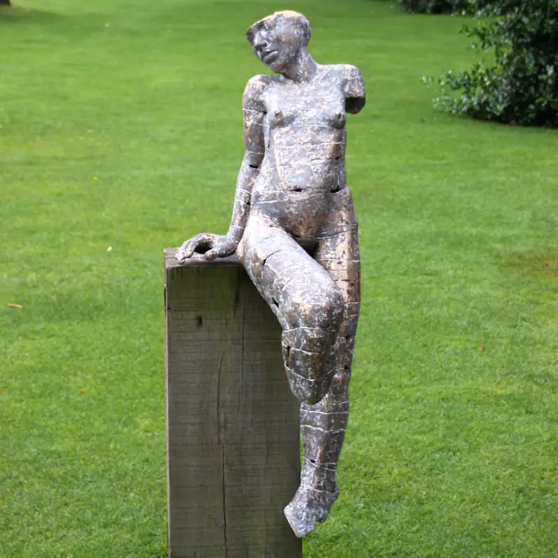 Sitting torso by Gerard Engels | figure sculpture in bronze unique 140 cm high
