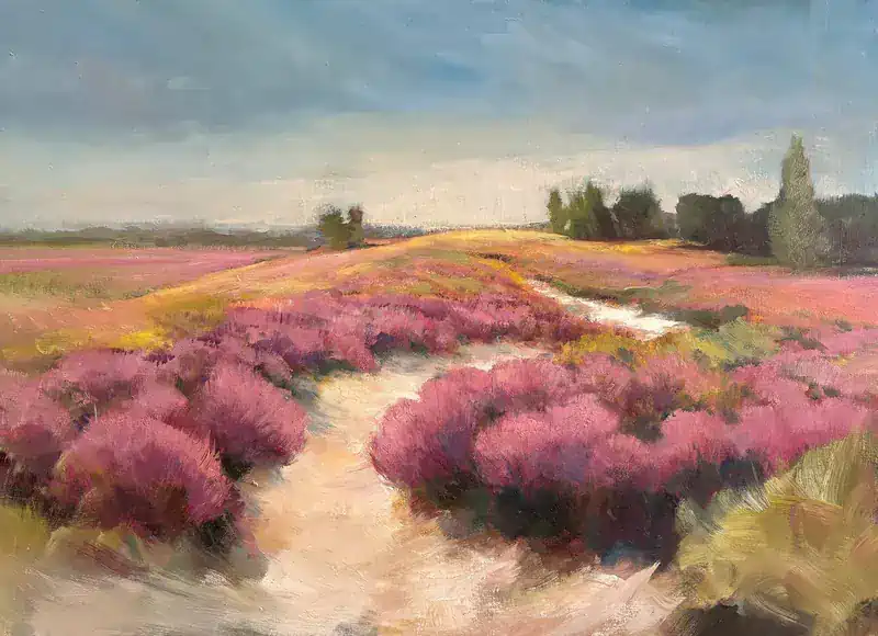 Heidelandschaft von Hans Musters | landschaft Gemälde in Öl auf Leinwand 85 x 115 cm