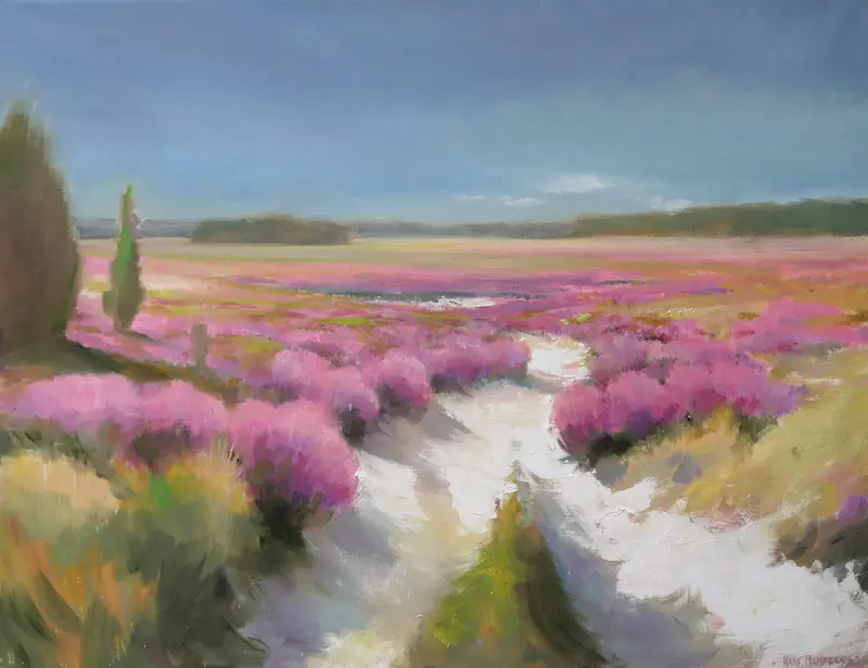 Sandweg in der Heide von Hans Musters | landschaft Gemälde in Öl auf Leinwand 75 x 95 cm
