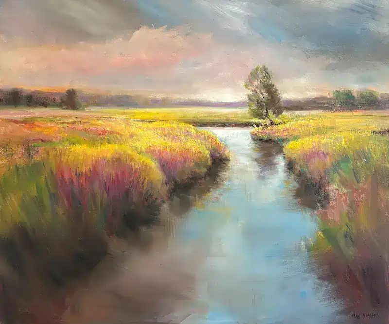 Sommerabend von Hans Musters | landschaft Gemälde in Öl auf Leinwand 105 x 125 cm
