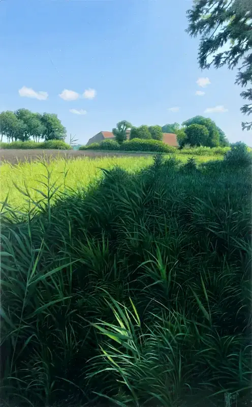 In the shade by Hans Parlevliet | landscape painting in oil on panel 45 x 64 cm
