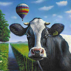 Zachte landing van Herman Tulp | dieren schilderij in olieverf op paneel 32 x 32 cm