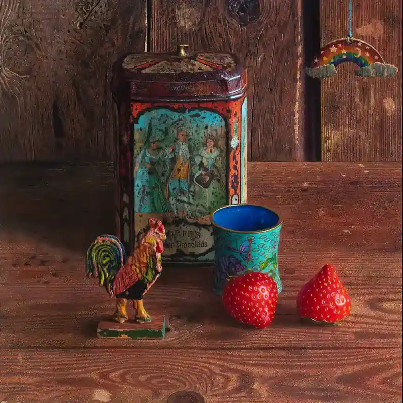 Back to that magic time by Herman Tulp | still life painting in oil on panel 63 x 63 cm
