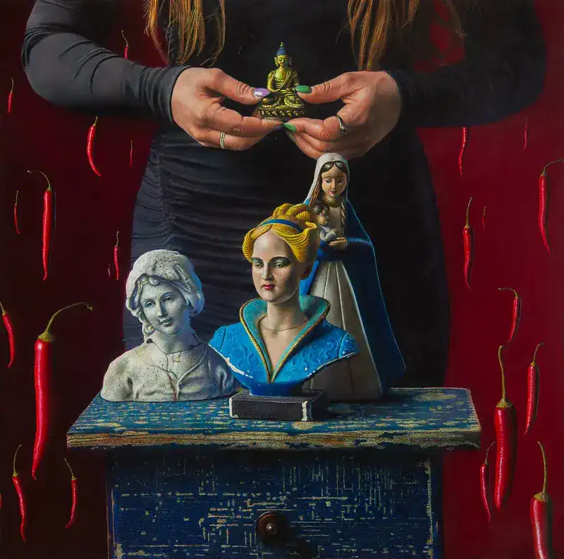 Shelter in the storm by Herman Tulp | still life painting in oil on panel 63 x 63 cm