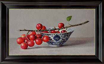 Appeltjestak van Ingrid Smuling | stilleven schilderij in olieverf op paneel 34 x 37 cm