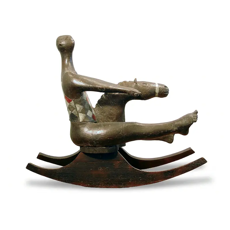 Hobbelpaard van Jan de Graaf | figuur beeld in brons unicum 80 cm breed en 75 cm hoog