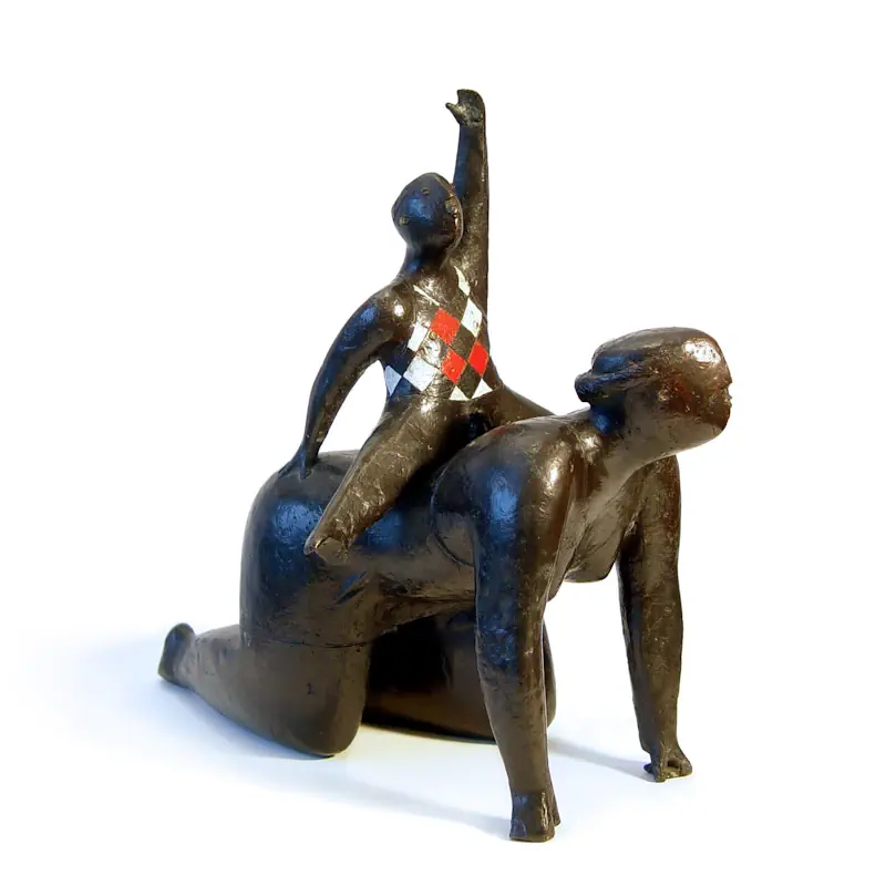 Truckler by Jan de Graaf | figure sculpture in bronze edition of 10 25 cm high and wide