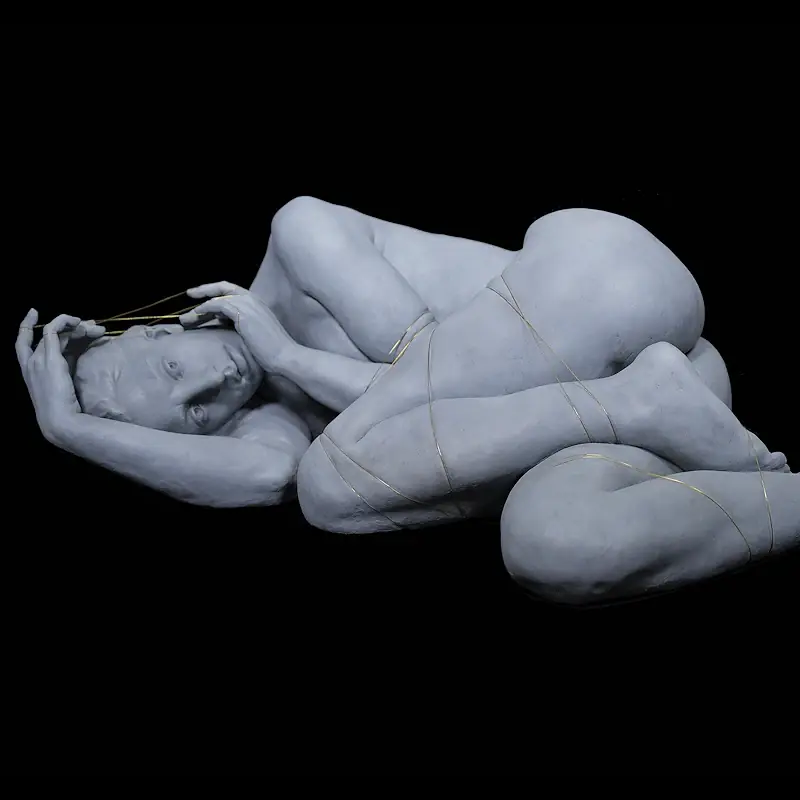 Threat of existence van Jana Buttner | figuur beeld in kunsthars oplage 8 150 cm x 90 cm