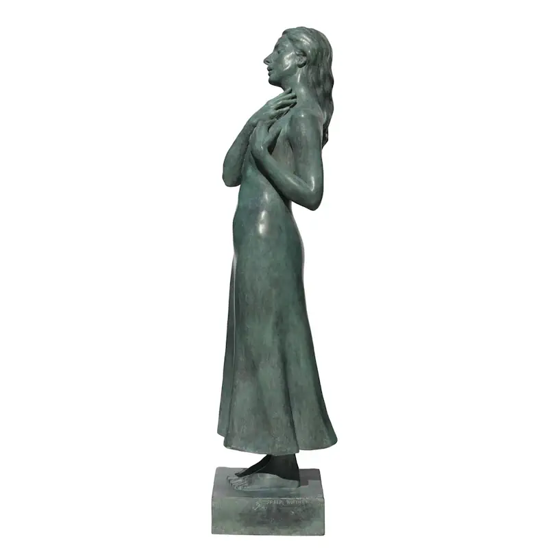 Unspoken by Jana Buttner | figure sculpture in bronze edition of 10 53 cm high x 17 cm wide