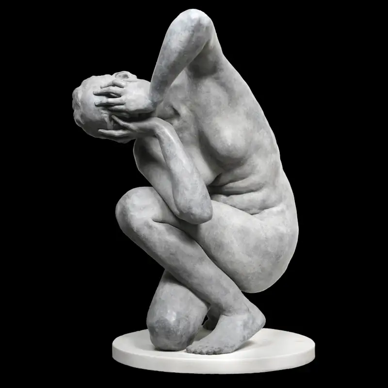 Weight of mind by Jana Buttner | figure sculpture in bronze edition of 8 80 cm high x 45 cm wide