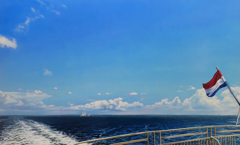 Crossing by Janhendrik Dolsma | landscape painting in oil on panel 95 x 155 cm