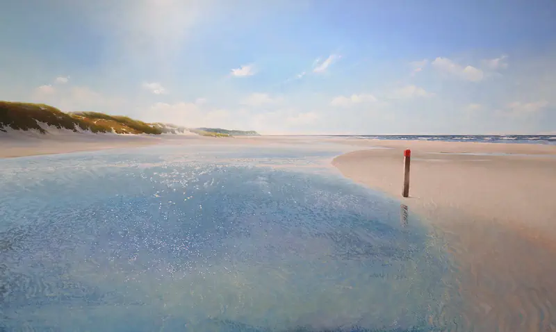Beach pole by Janhendrik Dolsma | landscape painting in oil on panel 125 x 205 cm
