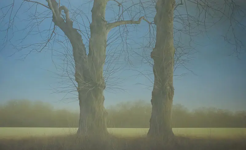Bäume von Johan Abeling | landschaft Gemälde in Öl auf Holz 66 x 105 cm