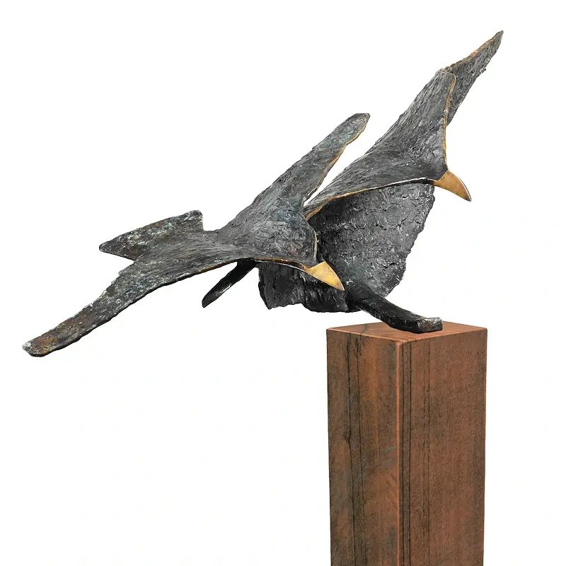 Die 2e Flugstunde von Leon Veerman | tier Skulptur in Bronze Auflage 8 140 cm hoch x 115 cm breit