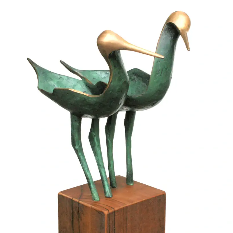 Love on stilts by Leon Veerman | animal sculpture in bronze edition of 8 124 cm high