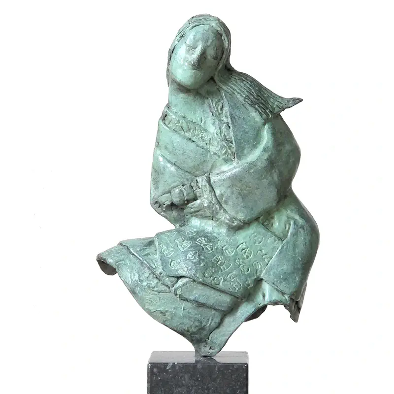 studie voor Bezinning van Marion Visione | figuur beeld in brons oplage 12 34 cm hoog