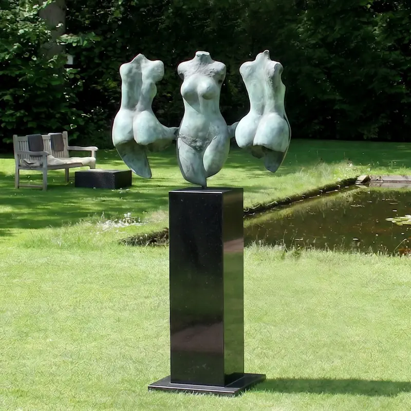 Three graces by Marion Visione | figure sculpture in bronze edition of 7 170 cm high, 80 wide