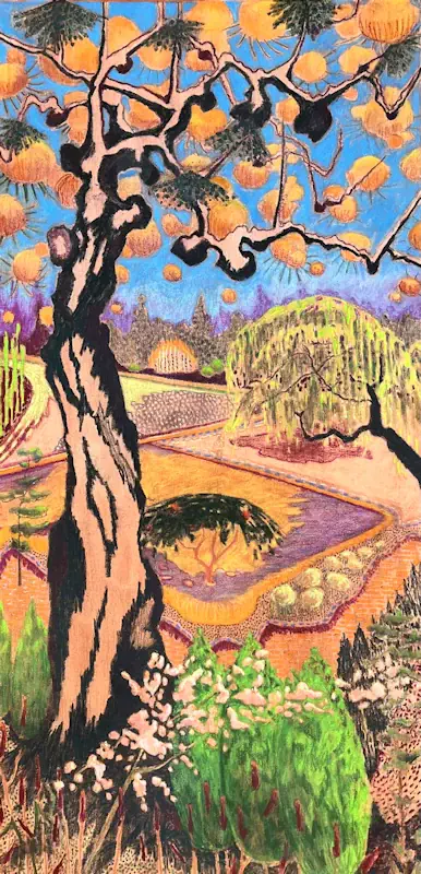 Bloom I von Marjet Visscher | landschaft Gemälde in softpastell auf Leinwand 60 x 120 cm