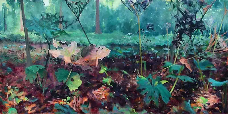 Butterburworld I by Marjet Visscher | landscape painting in oil on canvas 105 x 205 cm