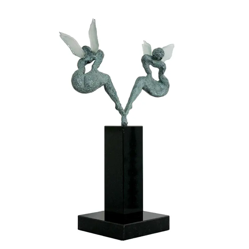 Guardian angels by Marlies Heylmann | figure sculpture in bronze edition of 8 49 cm high, 35 wide