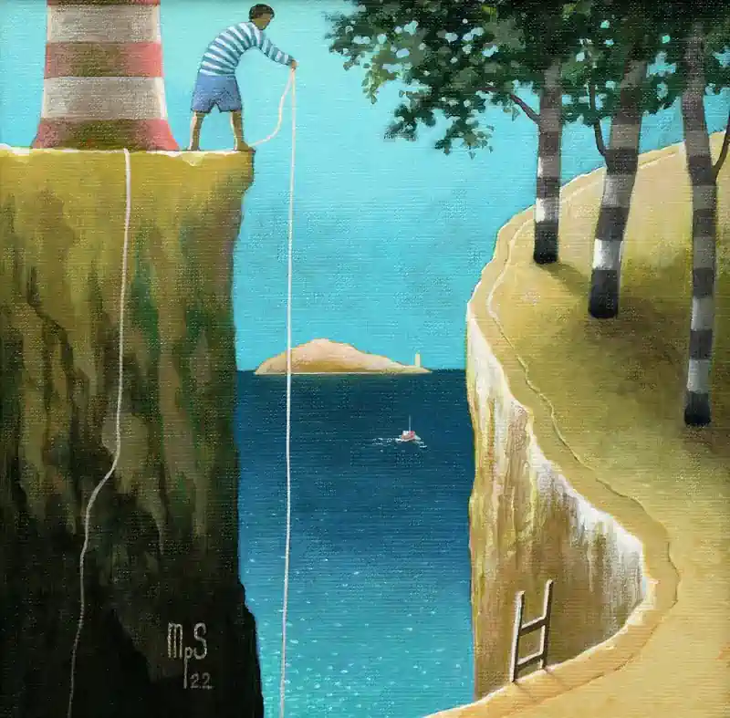 Sea Strokes 25 von Michiel Schrijver | architektur Gemälde in acryl auf Leinwand 39 x 39 cm