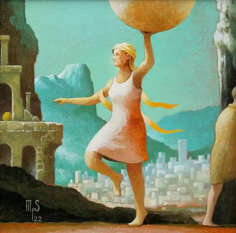 Sea Strokes 26 von Michiel Schrijver | architektur Gemälde in acryl auf Leinwand 39 x 39 cm