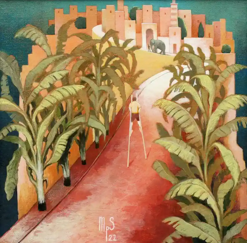 Sea Strokes 27 von Michiel Schrijver | architektur Gemälde in acryl auf Leinwand 39 x 39 cm